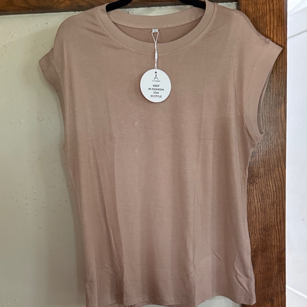 Casual Tan Cap Sleeve Women's Tee